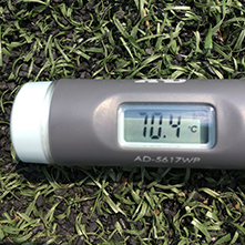黒ゴムチップの人工芝コート上の温度